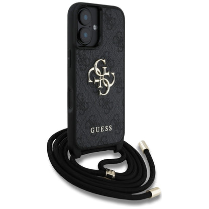Guess 4G Big Logo Cord Stap Crossbody Case for iPhone 16 Black_2