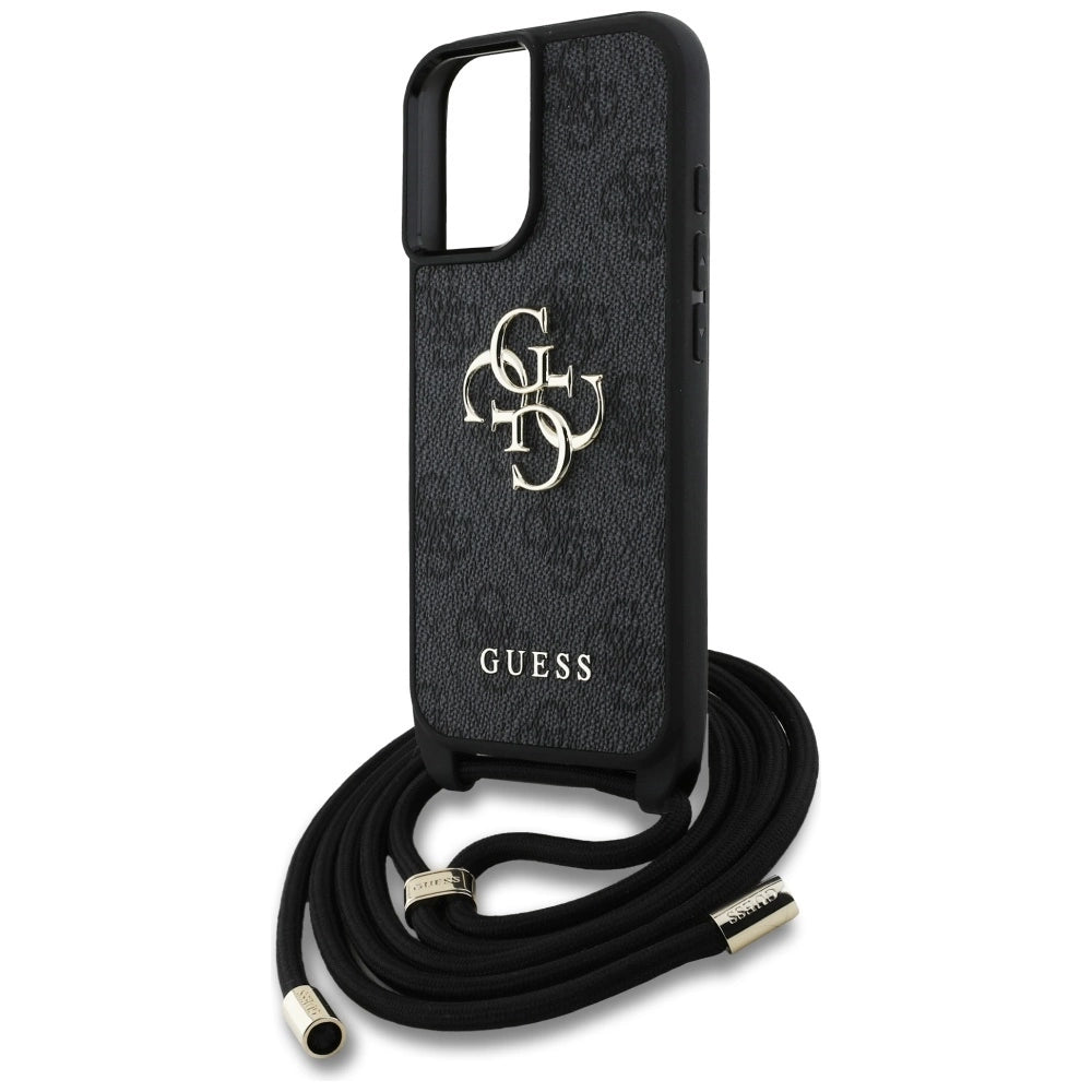 Guess 4G Big Logo Cord Stap Crossbody Case for iPhone 16 Black_4