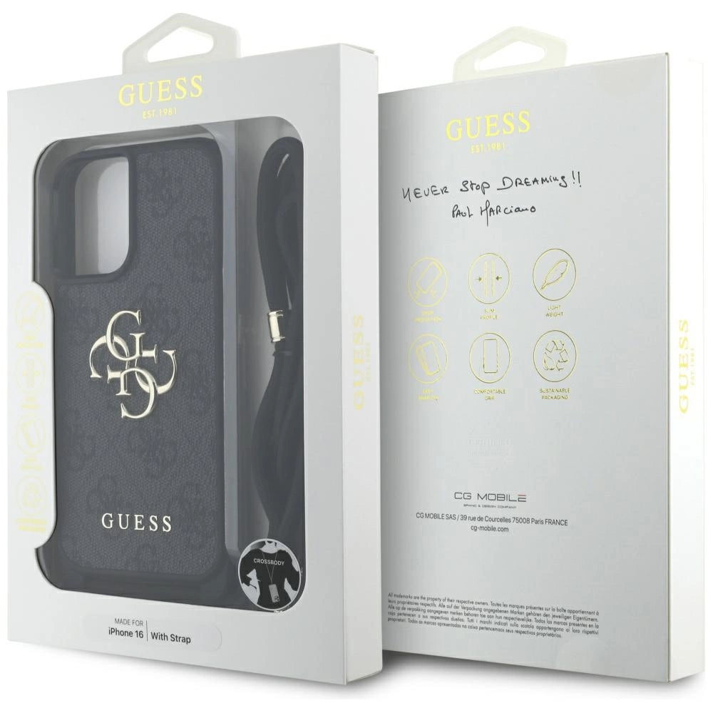 Guess 4G Big Logo Cord Stap Crossbody Case for iPhone 16 Black_6