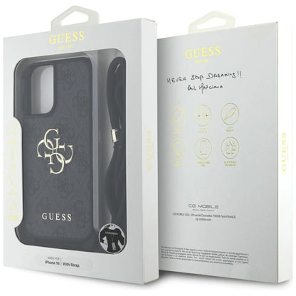 Guess 4G Big Logo Cord Stap Crossbody Case for iPhone 16 Black_6
