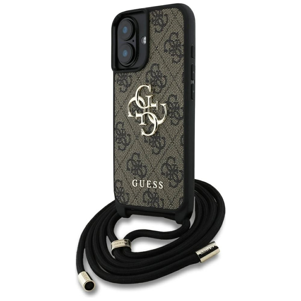 Guess 4G Big Logo Cord Stap Crossbody Case for iPhone 16 Plus Brown_0