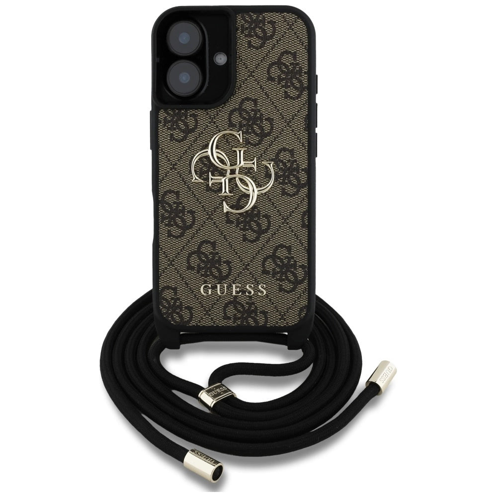 Guess 4G Big Logo Cord Stap Crossbody Case for iPhone 16 Plus Brown_1