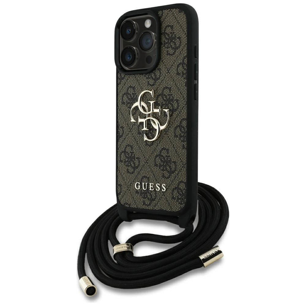 Guess 4G Big Logo Cord Stap Crossbody Case for iPhone 16 Pro Max Brown_0