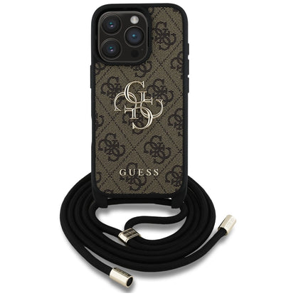 Guess 4G Big Logo Cord Stap Crossbody Case for iPhone 16 Pro Max Brown_1