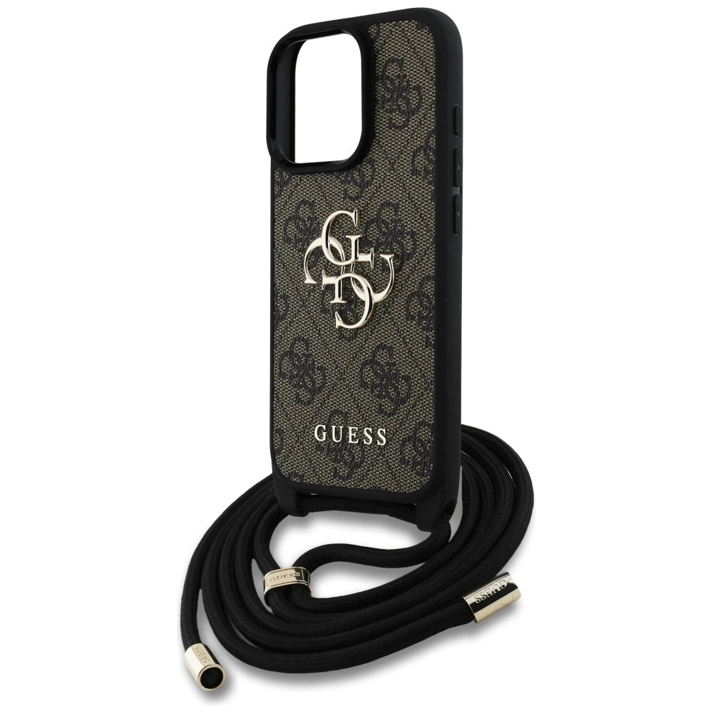 Guess 4G Big Logo Cord Stap Crossbody Case for iPhone 16 Pro Max Brown_4