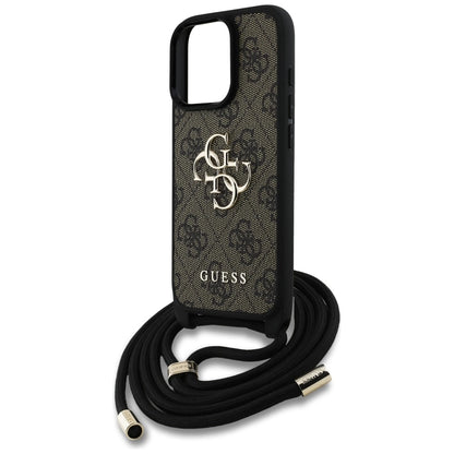 Guess 4G Big Logo Cord Stap Crossbody Case for iPhone 16 Pro Max Brown_4