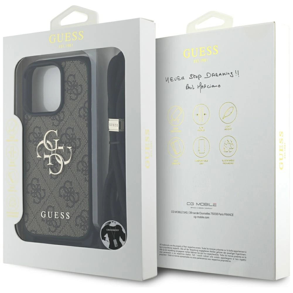 Guess 4G Big Logo Cord Stap Crossbody Case for iPhone 16 Pro Max Brown_6