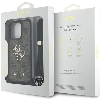 Guess 4G Big Logo Cord Stap Crossbody Case for iPhone 16 Pro Max Brown_6