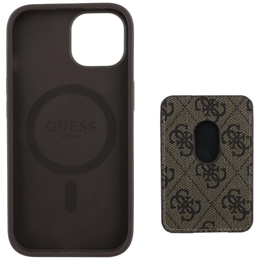 Guess 4G Stripes case with Magsafe wallet for iPhone 15 brown_4