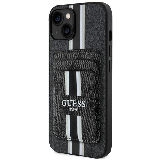 Guess 4G Stripes case with Magsafe wallet for iPhone 15 black_0