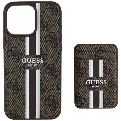 Guess 4G Stripes case with Magsafe wallet for iPhone 16 Pro Max brown_2