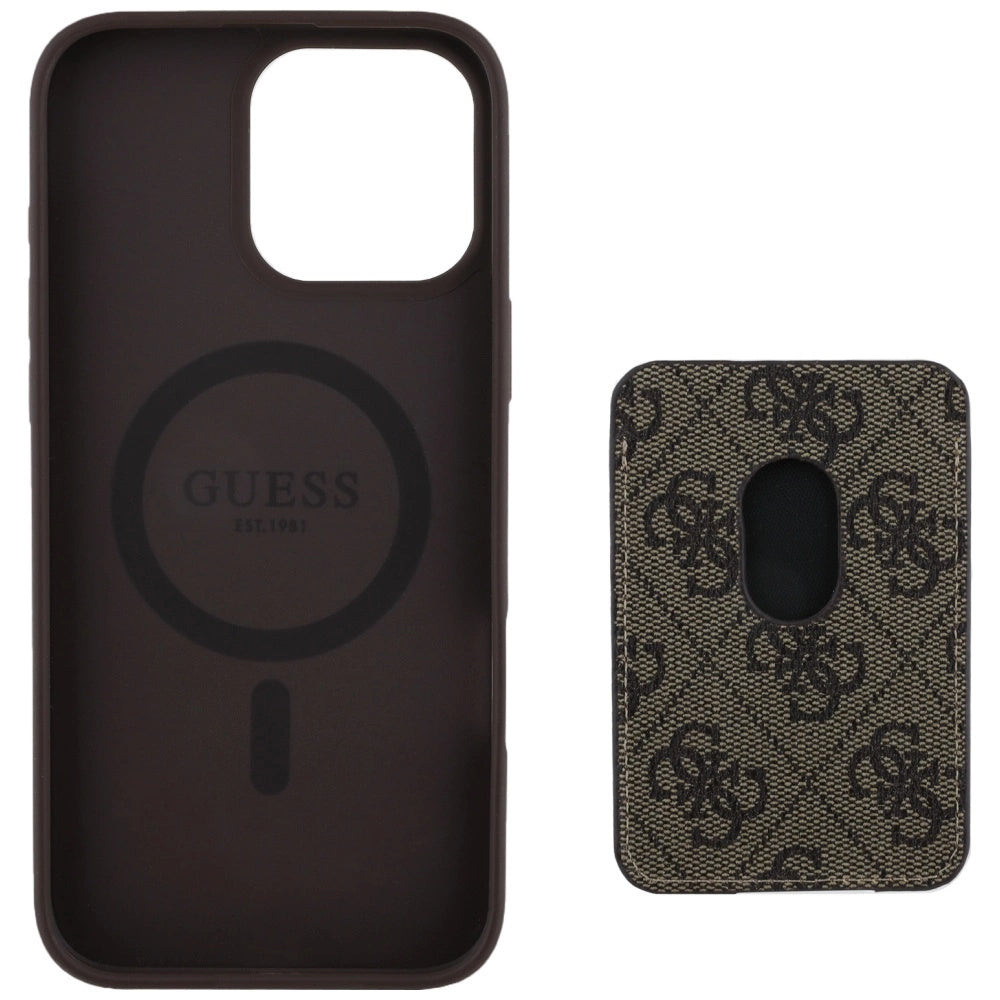 Guess 4G Stripes case with Magsafe wallet for iPhone 16 Pro Max brown_3