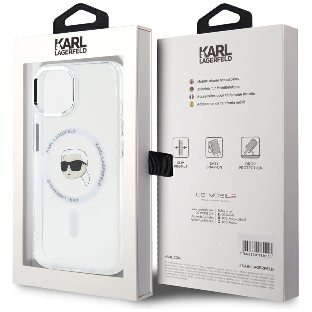 Karl Lagerfeld IML Metal Karl Head MagSafe Case for iPhone 15 White_7