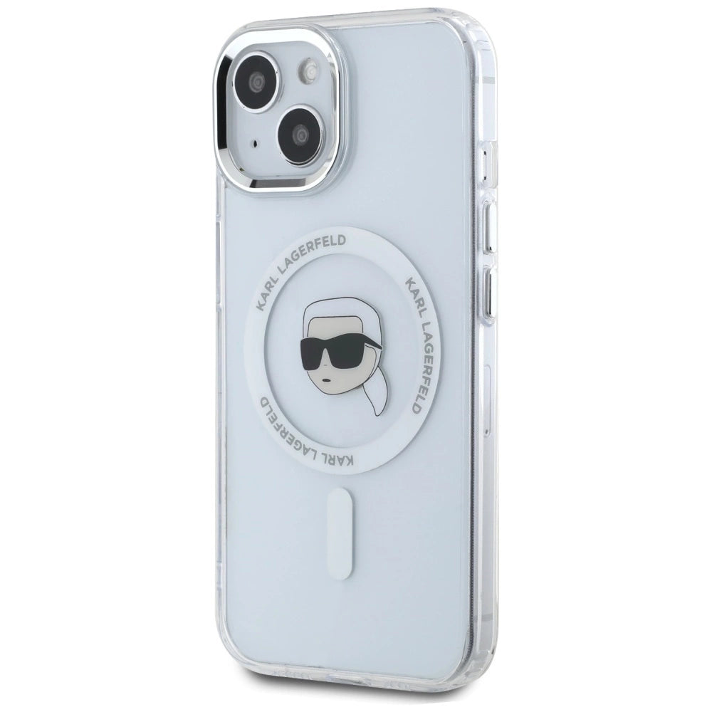 Karl Lagerfeld IML Metal Karl Head MagSafe Case for iPhone 15 Plus White_1