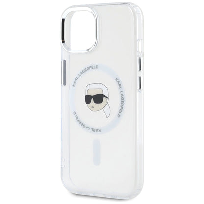 Karl Lagerfeld IML Metal Karl Head MagSafe Case for iPhone 15 Plus White_5