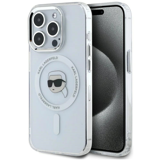 Karl Lagerfeld IML Metal Karl Head MagSafe Case for iPhone 15 Pro White_0