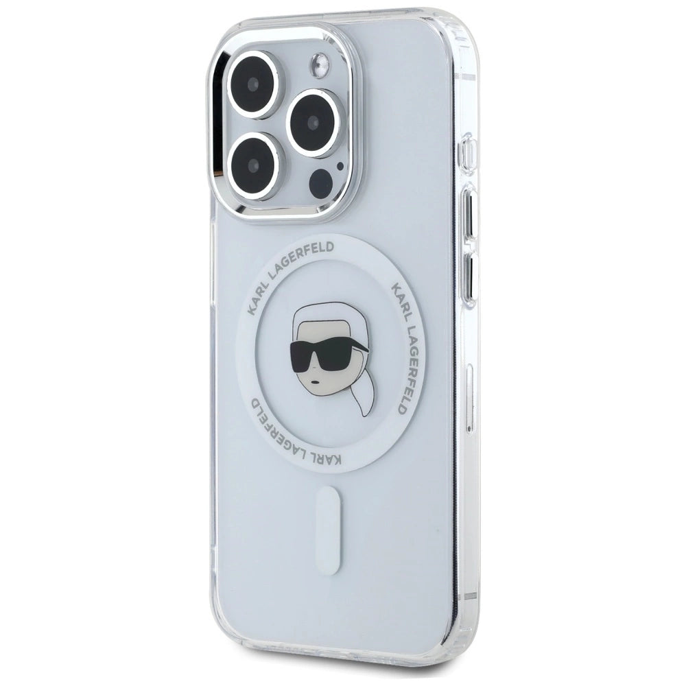 Karl Lagerfeld IML Metal Karl Head MagSafe Case for iPhone 15 Pro White_1