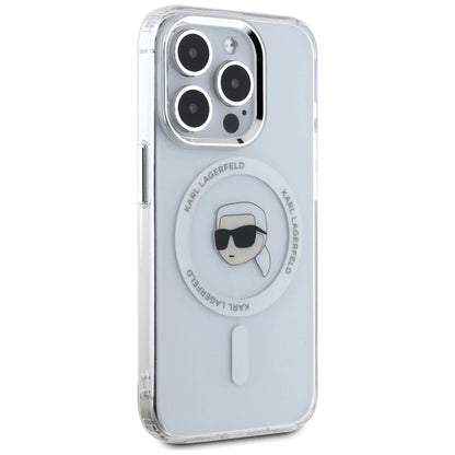 Karl Lagerfeld IML Metal Karl Head MagSafe Case for iPhone 15 Pro White_3