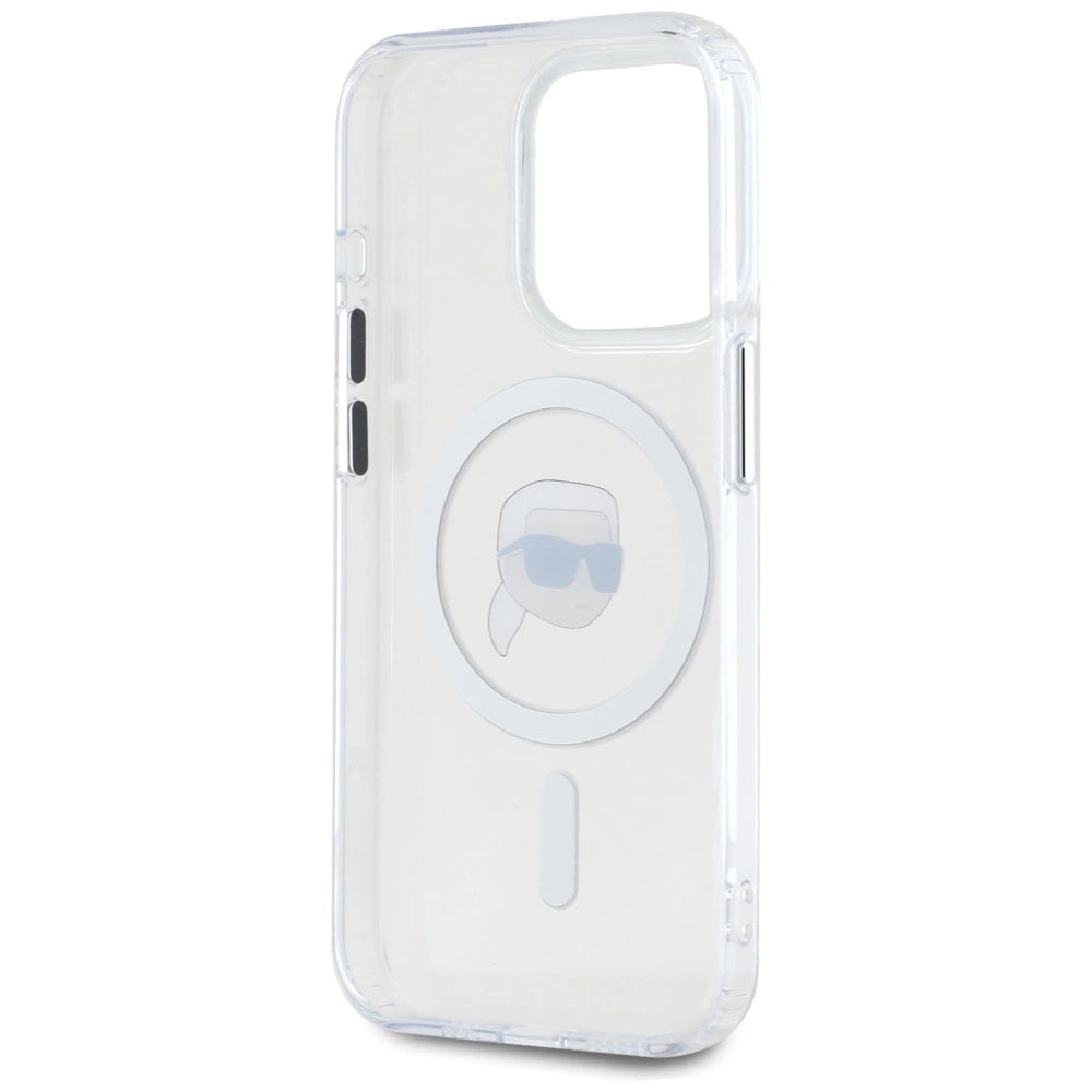 Karl Lagerfeld IML Metal Karl Head MagSafe Case for iPhone 15 Pro White_6