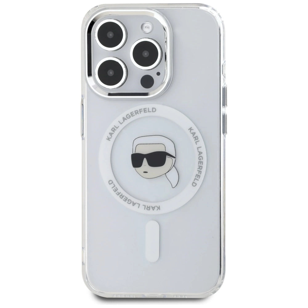 Karl Lagerfeld IML Metal Karl Head MagSafe Case for iPhone 15 Pro Max White_2