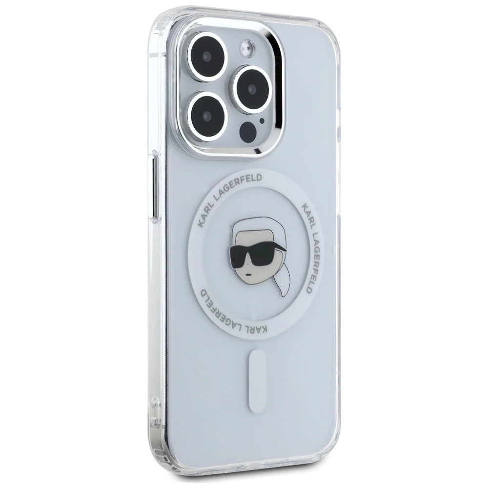 Karl Lagerfeld IML Metal Karl Head MagSafe Case for iPhone 15 Pro Max White_3