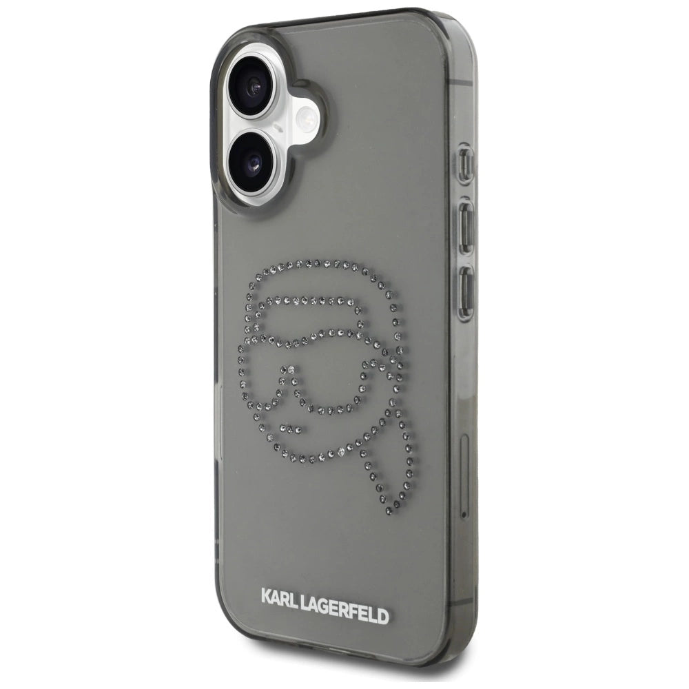Karl Lagerfeld IML Rhinestones Karl Head Case for iPhone 16 Black_1