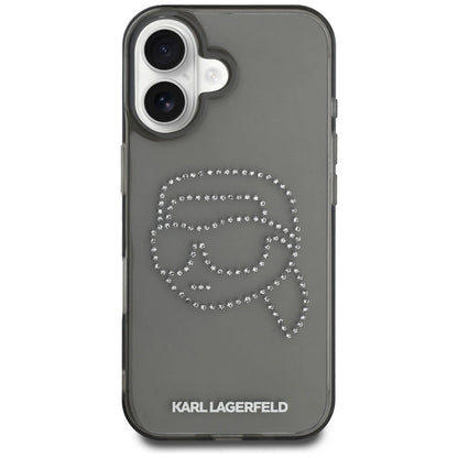 Karl Lagerfeld IML Rhinestones Karl Head Case for iPhone 16 Black_2
