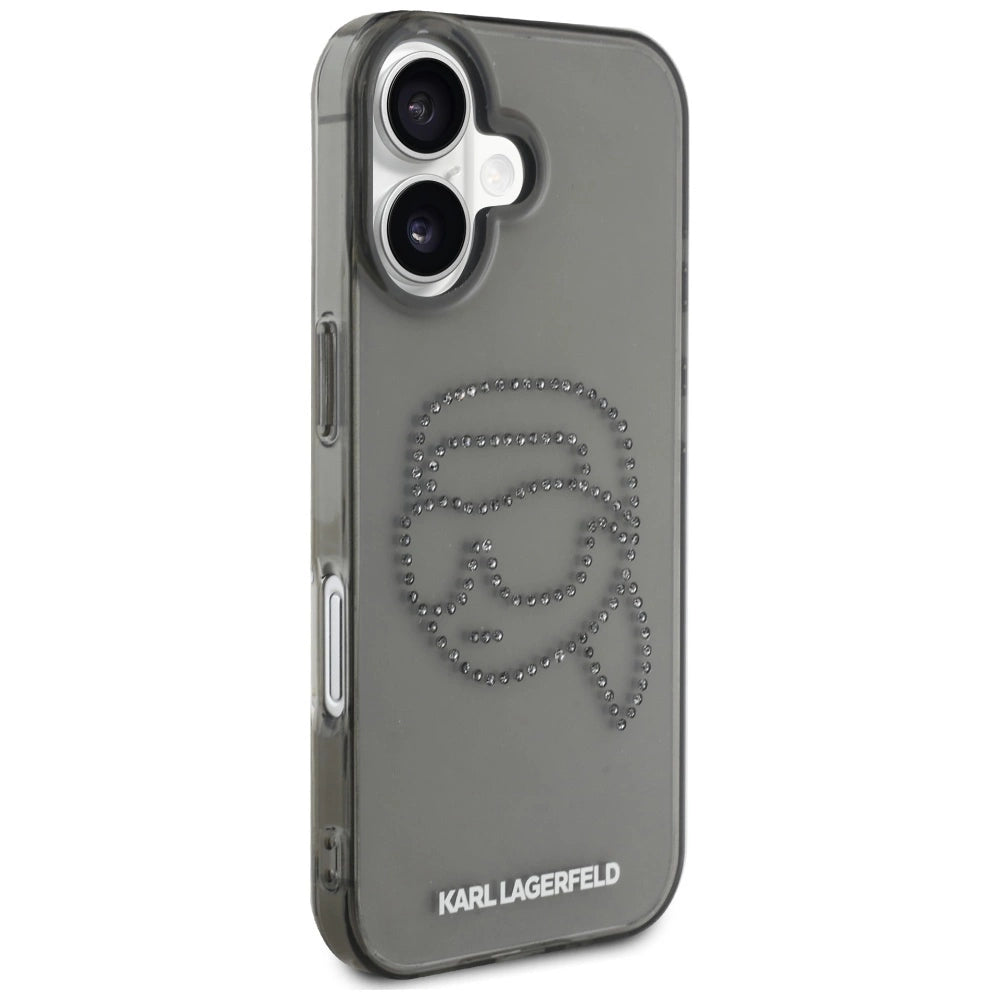 Karl Lagerfeld IML Rhinestones Karl Head Case for iPhone 16 Black_3