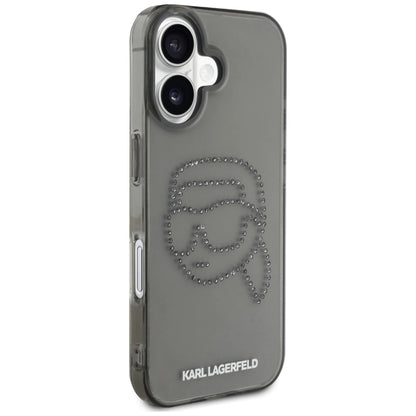 Karl Lagerfeld IML Rhinestones Karl Head Case for iPhone 16 Black_3