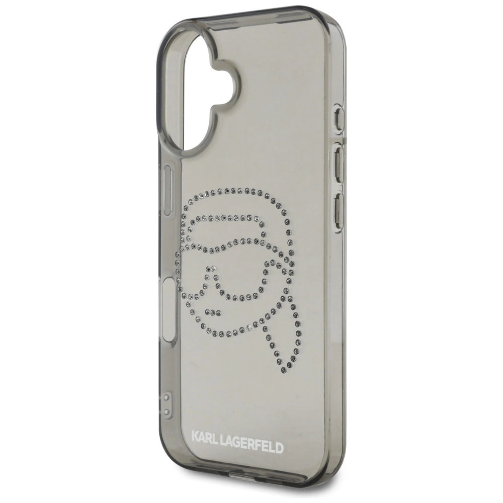Karl Lagerfeld IML Rhinestones Karl Head Case for iPhone 16 Black_5
