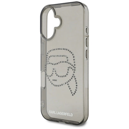 Karl Lagerfeld IML Rhinestones Karl Head Case for iPhone 16 Black_5