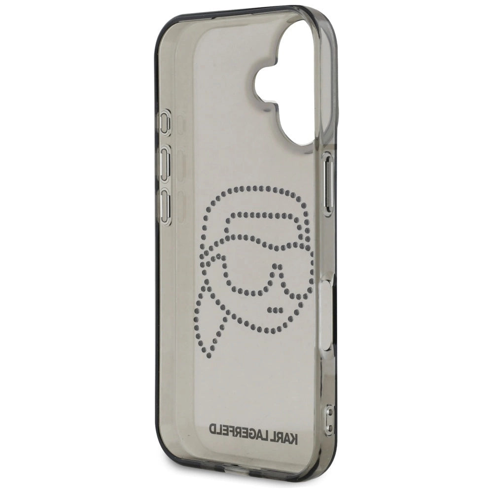 Karl Lagerfeld IML Rhinestones Karl Head Case for iPhone 16 Black_6