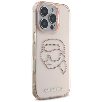 Karl Lagerfeld IML Rhinestones Karl Head Case for iPhone 16 Pro Pink_3