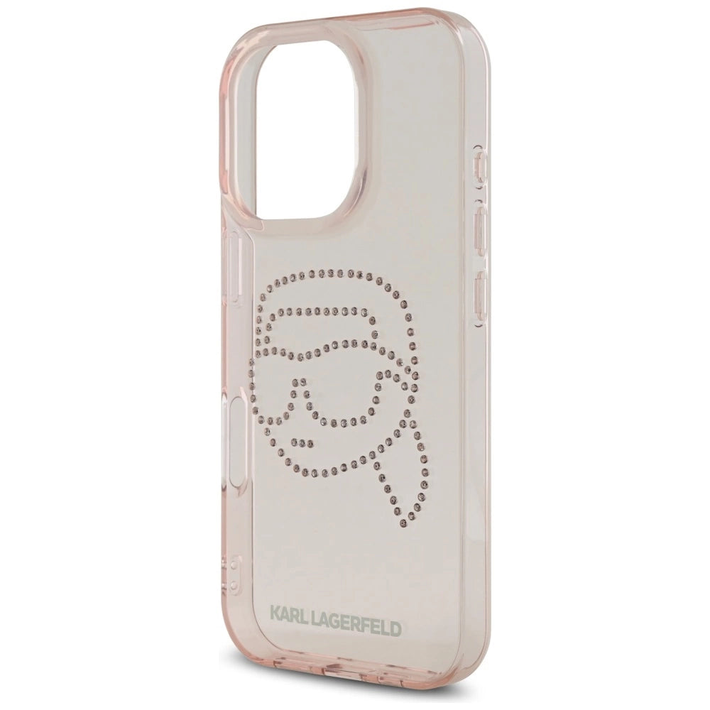 Karl Lagerfeld IML Rhinestones Karl Head Case for iPhone 16 Pro Pink_5