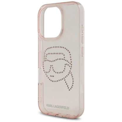 Karl Lagerfeld IML Rhinestones Karl Head Case for iPhone 16 Pro Pink_5