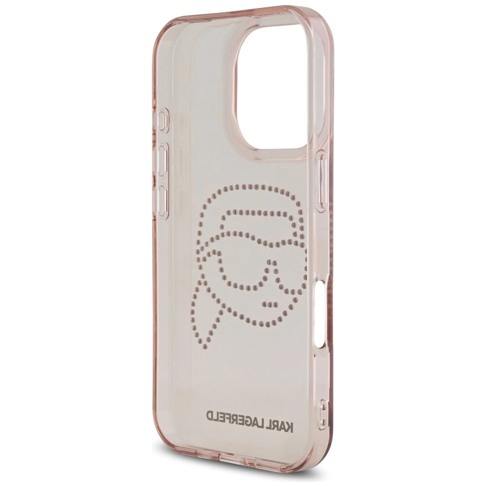 Karl Lagerfeld IML Rhinestones Karl Head Case for iPhone 16 Pro Pink_6