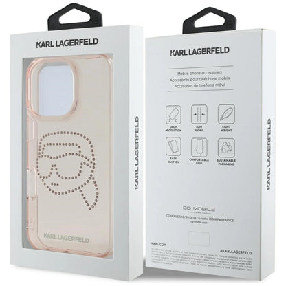 Karl Lagerfeld IML Rhinestones Karl Head Case for iPhone 16 Pro Pink_7