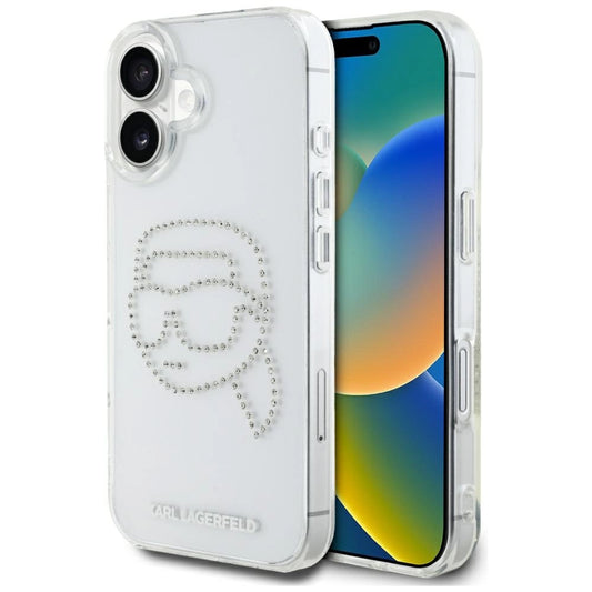 Karl Lagerfeld IML Rhinestones Karl Head Case for iPhone 16 Clear_0