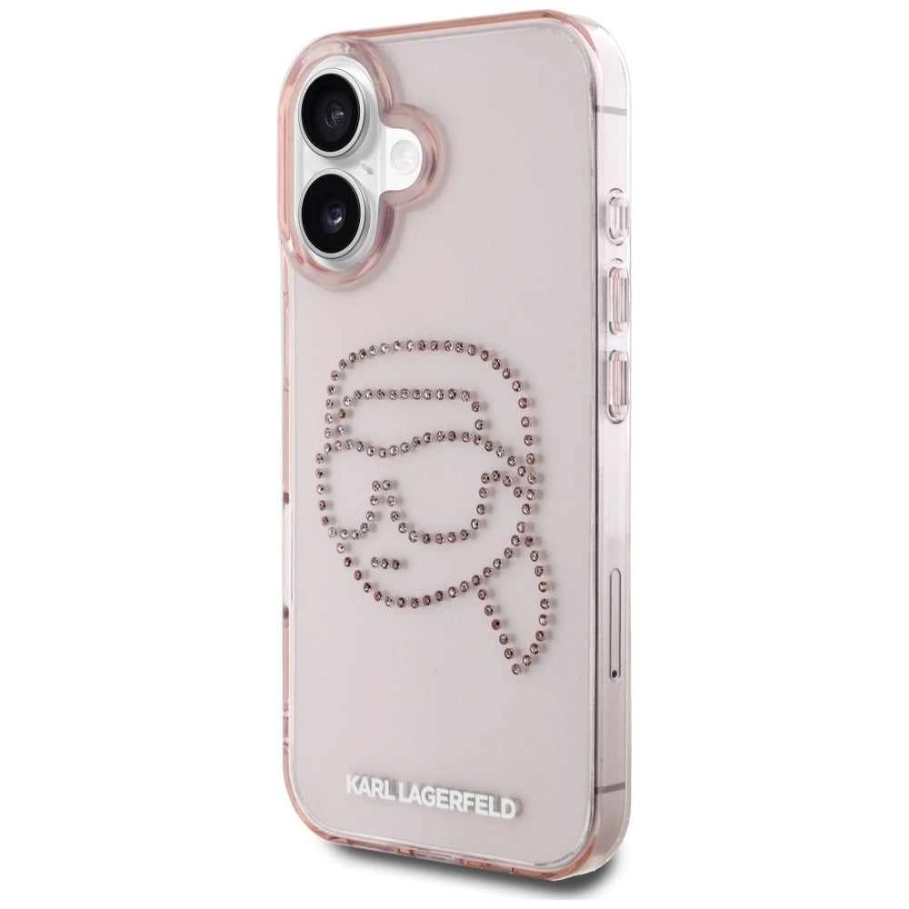 Karl Lagerfeld IML Rhinestones Karl Head iPhone 16 Case Pink_1