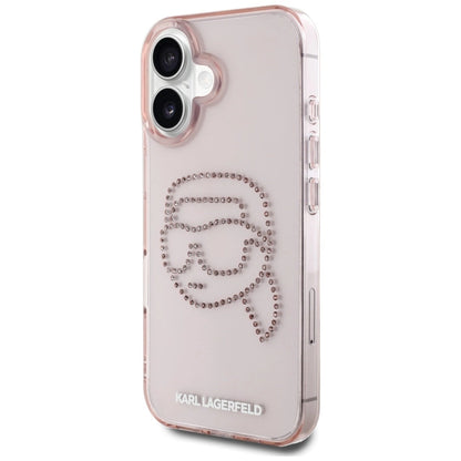 Karl Lagerfeld IML Rhinestones Karl Head iPhone 16 Case Pink_1