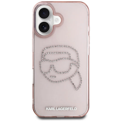 Karl Lagerfeld IML Rhinestones Karl Head iPhone 16 Case Pink_2