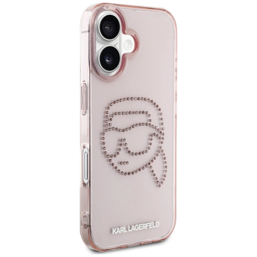 Karl Lagerfeld IML Rhinestones Karl Head iPhone 16 Case Pink_3