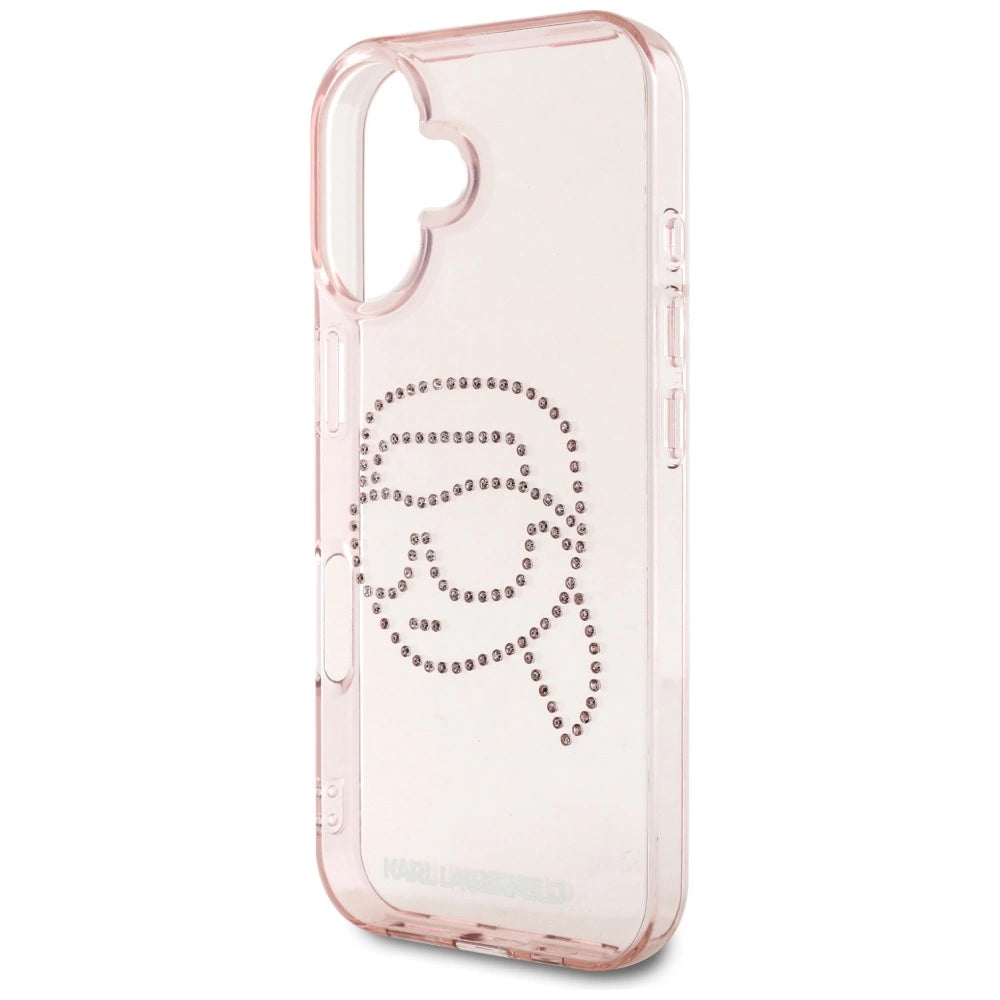 Karl Lagerfeld IML Rhinestones Karl Head iPhone 16 Case Pink_5