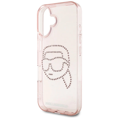 Karl Lagerfeld IML Rhinestones Karl Head iPhone 16 Case Pink_5