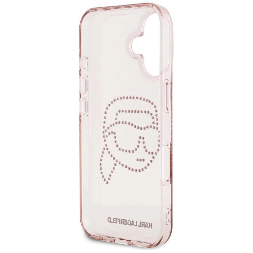 Karl Lagerfeld IML Rhinestones Karl Head iPhone 16 Case Pink_6