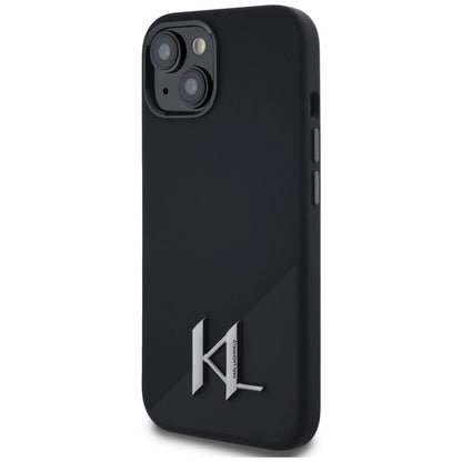 Karl Lagerfeld Silicone Shadow Metal Initial MagSafe Case for iPhone 15 Black_1