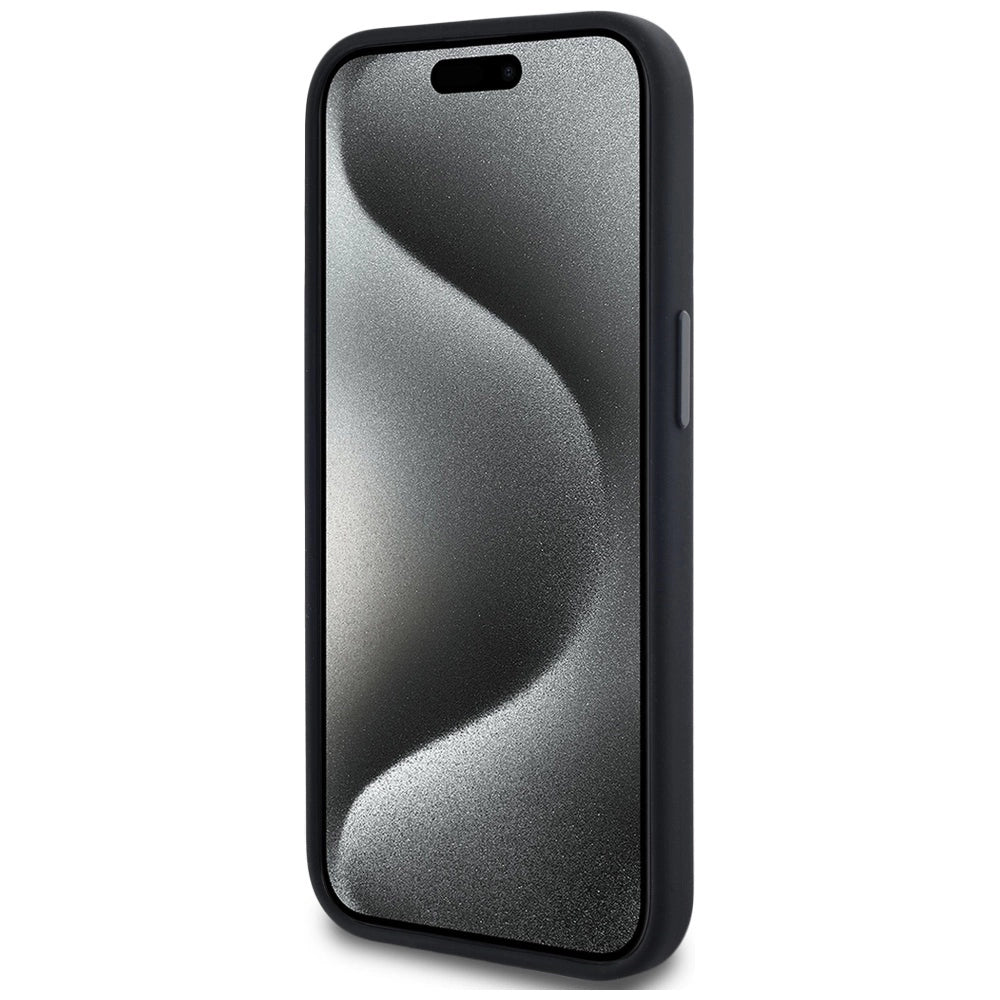 Karl Lagerfeld Silicone Shadow Metal Initial MagSafe Case for iPhone 15 Black_4