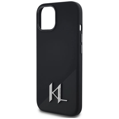 Karl Lagerfeld Silicone Shadow Metal Initial MagSafe Case for iPhone 15 Black_5