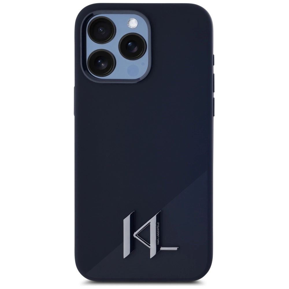Karl Lagerfeld Silicone Shadow Metal Initial MagSafe Case for iPhone 15 Pro Black_2