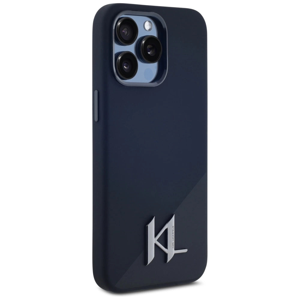 Karl Lagerfeld Silicone Shadow Metal Initial MagSafe Case for iPhone 15 Pro Black_3